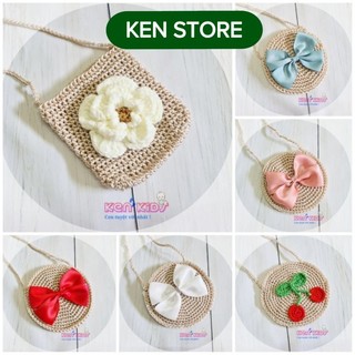 Túi xách cói handmade phối nơ, xinh xắn cho bé gái KEN STORE