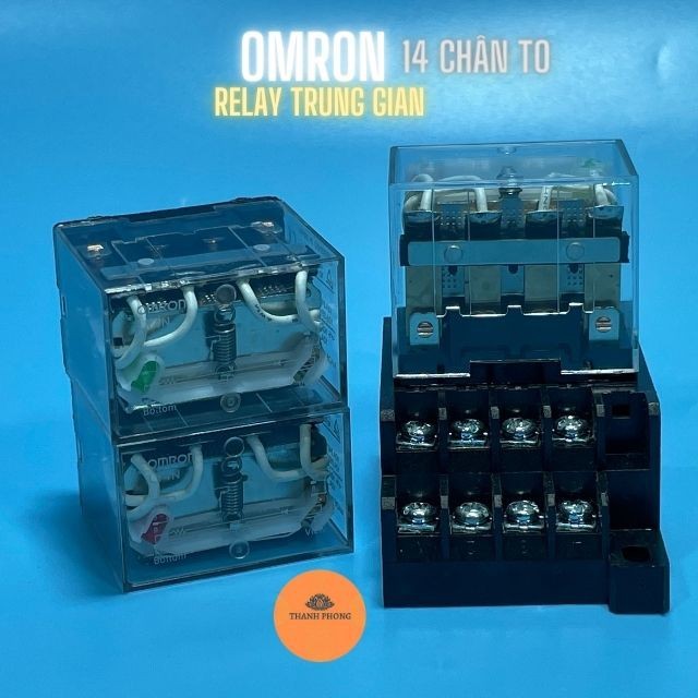 Rơ Le Trung Gian 14 Chân To 10A HH64 LY4N | 220V/24VDC/12VDC | Kèm Đế Relay | Chính Hãng, Độ Bền Cao