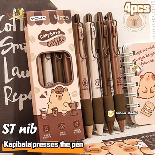 N & R 4 Cái Hoạt Hình Dễ Thương Capibala Bấm Bút Đồ Dùng Học Tập Thẩm Mỹ Văn Phòng Phẩm Kawaii Gel Bút Bộ Sấy Nhanh Bút Bi Mới