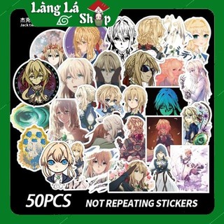 Miếng dán Sticker anime Violet Evergarden trọn bộ 50 hình - In rõ ràng sắc nét khó tróc