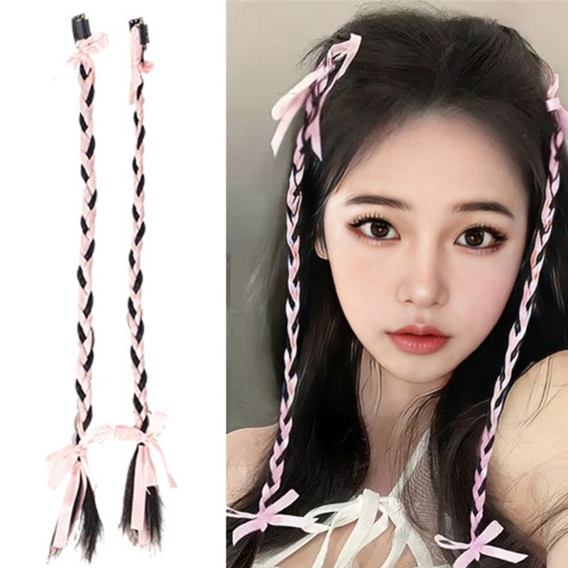 Fir Girls Braids Phần mở rộng tóc Kẹp tóc có nơ Ruy băng Đạo cụ ảnh