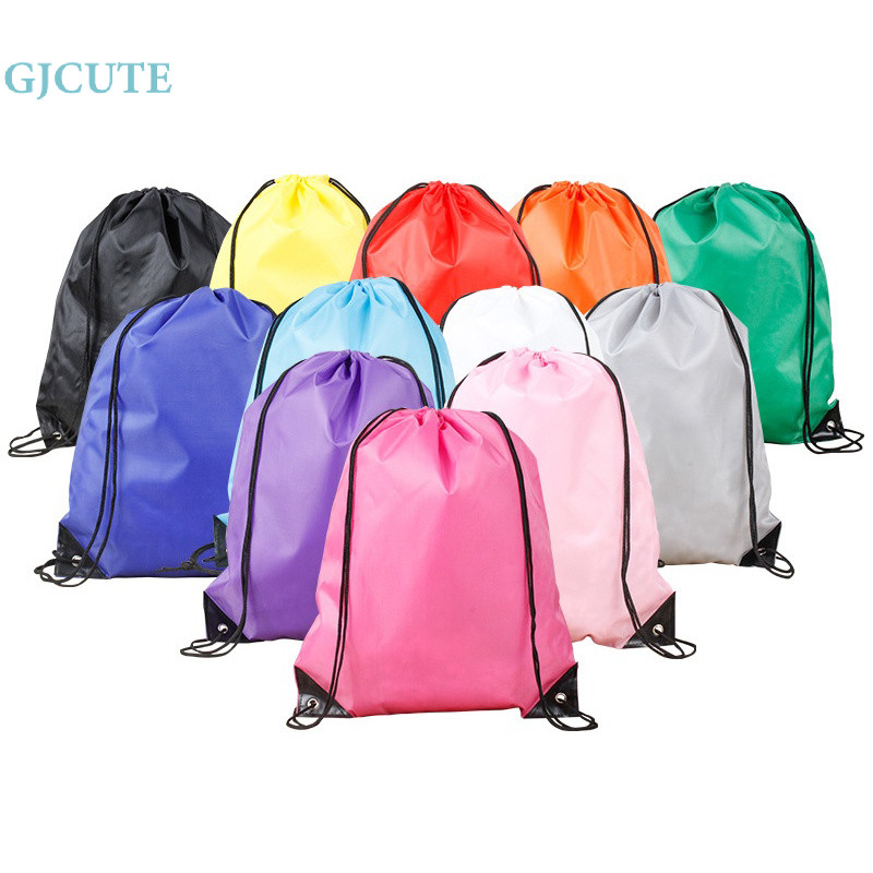Gjcute Ba lô dây rút đầy màu sắc Túi thể thao chống nước đơn giản màu trơn cho Unisex WTD