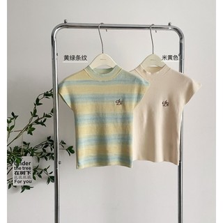 Xiao ANDYET AD1 23 / SS Ban Đầu logo Thêu Raglan Tay Áo Thun Nửa Cổ Cao Mỏng Phù Hợp Với Len Đan Tay Ngắn Kim Của Tôi Lông Cừu Đan CHPV