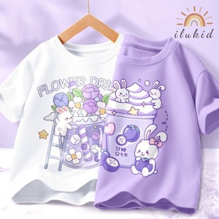 Combo 2 áo thun bé gái ILUKID áo phông ngắn tay in hoạt hình cute cho bé mẫu mới 2023