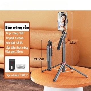 Gậy chụp ảnh 4 chân P185 - Tripod điện thoại livestream, quay phim, chụp ảnh kéo dài 180cm