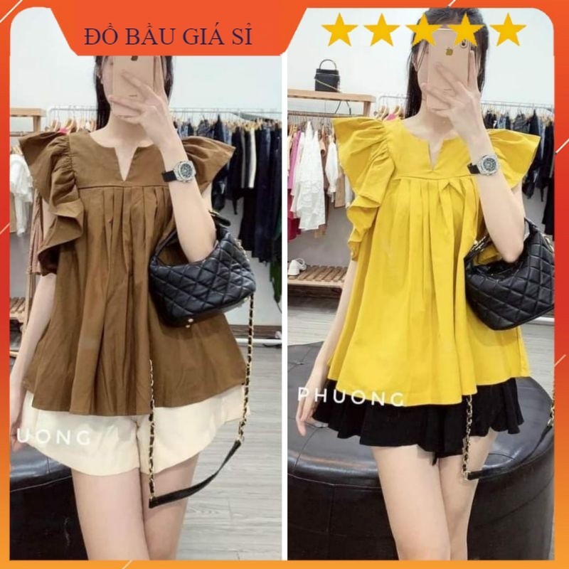 Áo bầu thiết kế mẫu mới xếp ly bèo vai - GIAN HÀNG GIÁ SỈ
