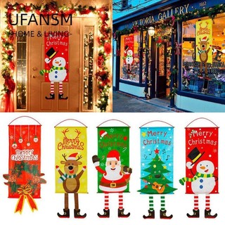 Ufansm cờ treo trang trí giáng sinh bằng vải