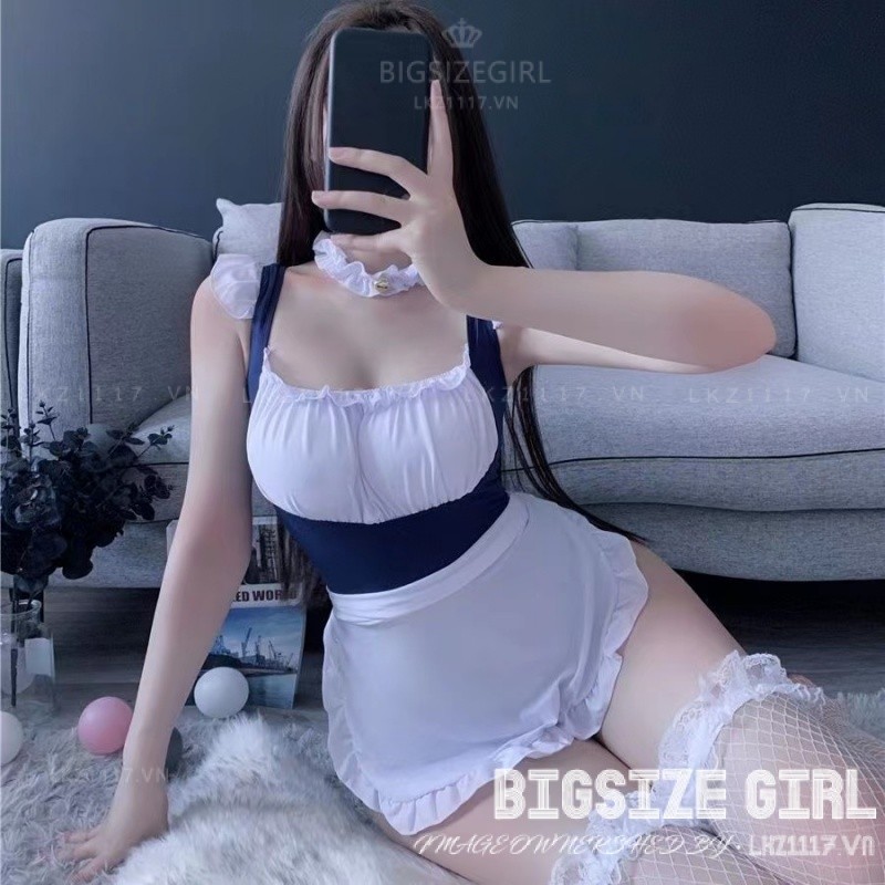 Maid ngắn cosplay cô hầu gái lolita Bigsize đồ ngủ yếm sexy hở lưng dễ thương gợi cảm quyến rũ