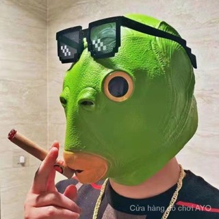 Mặt nạ quái vật đầu xanh Đầu cá xanh ngộ nghĩnh Mũ đội đầu Trickster Party Essentials