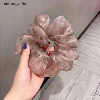 Chitengyefine Lưới phản quang Quá khổ Scrunchies Dây buộc tóc cao su lớn Đàn hồi trơn vn