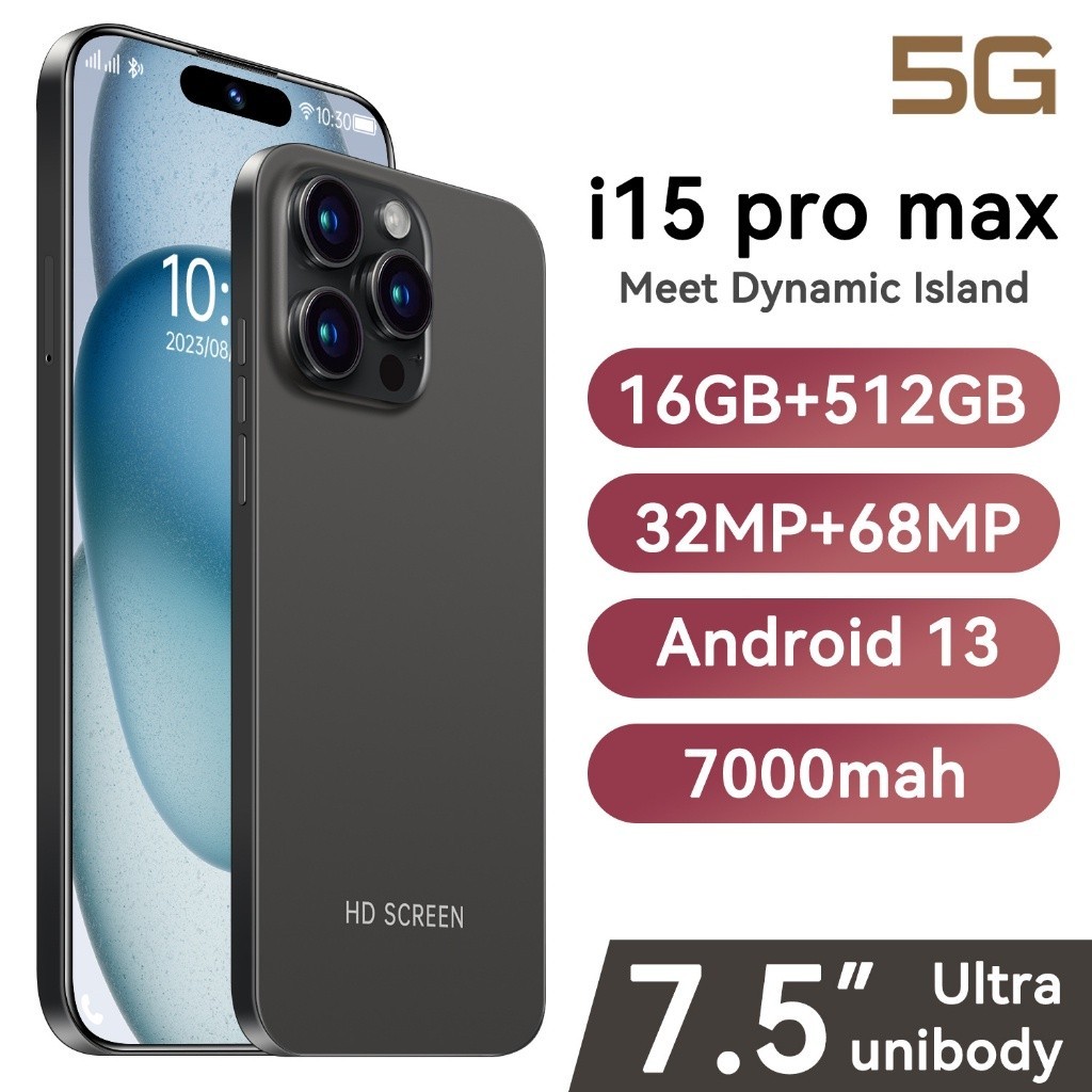 I15 Pro Max 16GB+512GB Màn Hình 7.5 Inch HD 7000mah Điện Thoại Thông Minh 5G COD