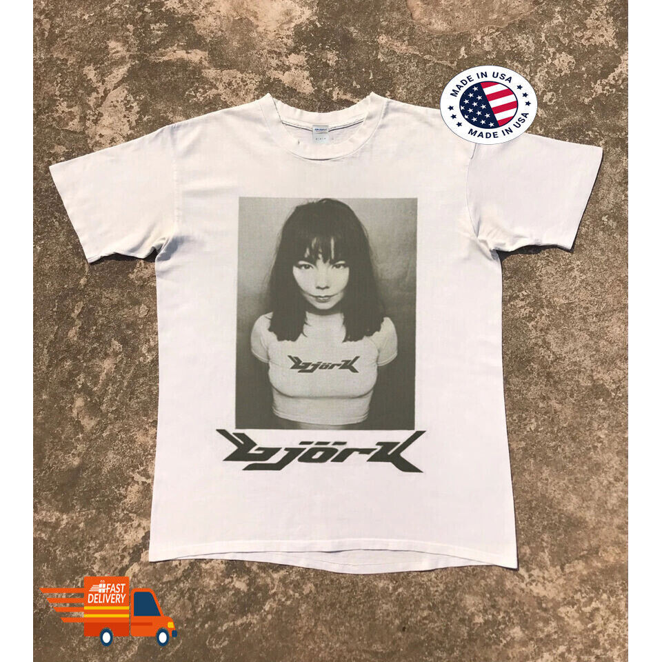 2024 bánh quế cho bạn bè Bjork Ra mắt thập niên 90 Áo thun ngắn tay Cotton trắng nam tất cả các kích