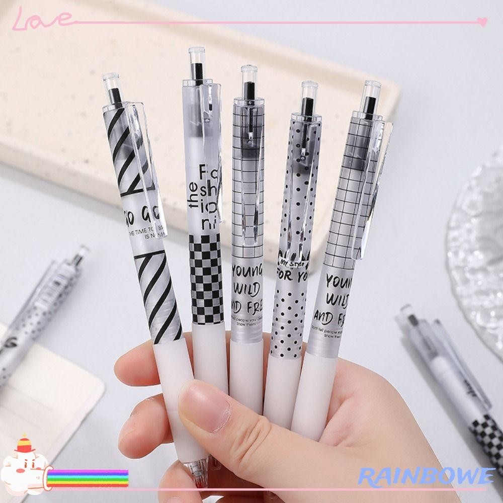 Rainbow 4 Cái / bộ Bút Bi, Bút Gel Đen 0.5mm, Dễ Thương Đơn Giản Mịn V