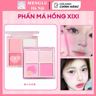 Phấn má hồng XiXi 4 ô mịn lì tích hợp phấn mắt nhũ lì bền màu. nhũ sáng highlight trang điểm