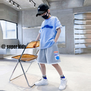 Super kids set áo thun ngắn tay và quần lửng phong cách thể thao thời trang cho bé trai
