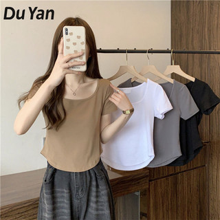 Áo Ngắn Tay Cổ Vuông Dáng Ôm Thiết Kế Giản Dị Dành Cho Nữ