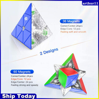 Arthur Pyramid Speed Cube 3x3 Puzzle Triangle Twist Magic Cube 36 Magnet Magic Cube 120°Cắt góc từ tính