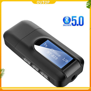 Outop bluetooth 5.0 bộ thu phát màn hình lcd 3.5 mm aux jack 2 in1 usb bluetooth dongle bộ chuyển đổi âm thanh không dây