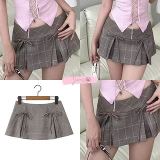 Chân váy y2k nơ caro nâu thời trang sành điệu - JAMI - CV86