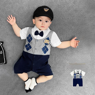 Áo liền quần cho bé sơ sinh mùa hè bé trai quần áo một mảnh bodysuits tay ngắn áo liền quần mùa hè áo liền quần trang phục quần áo