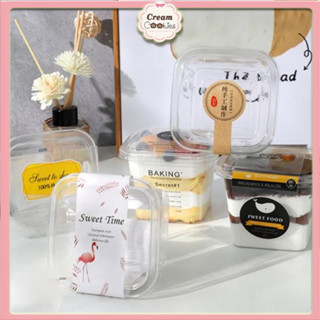 50 Hộp Nhựa Pet Vuông B10-8 đựng Bánh Tiramisu, Mousse Bánh Lạnh,Pudding