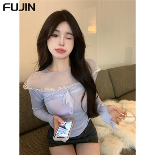 FUJIN áo phông áo thun nữ croptop baby tee Xu hướng Casual Cổ điển Minimalist WTX24208NH 8Z240222