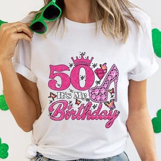 Bộ 50 Của Tôi Sinh Nhật In Hình Áo Thun Nữ Thoải Mái Mềm Áo Sáng Tạo Thời Trang Nữ Tee Quần Áo Sinh Nhật Lần Thứ 50 Áo Thun Nữ