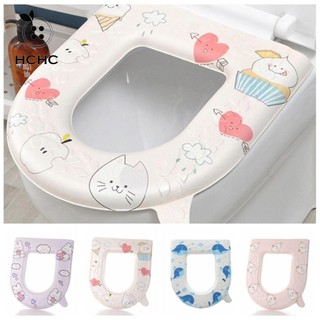HCHC Vỏ bọc ghế vệ sinh dễ thương, có tay cầm Đệm ngồi vệ sinh hoạt hình, Tấm lót vệ sinh dày chống thấm nước đa năng Hộ gia đình