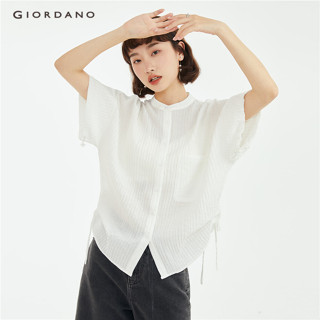 Áo sơ mi GIORDANO 18343904 ngắn tay cổ sọc gân thời trang dành cho nữ