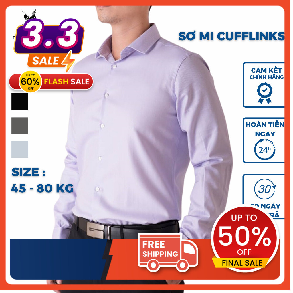 Áo sơ mi trơn nam TUTO5 Menswear công sở dài tay cao cấp Slim fit Cufflinks Shirt cotton chống nhăn lịch lãm 105123052