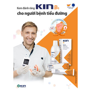 Kem Đánh Răng Nước Súc Miệng Kin B5 Cho Người Đái Tháo Đường  Ngừa Viêm Nướu Dùng Hàng Ngày 500ml/125ml