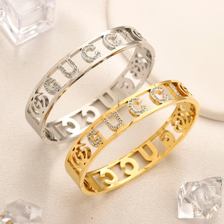 Thông thường vòng tay gucci tinh tế lắc tay rỗng đôi cc chữ logo vòng tay thép titan