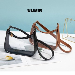 UUMIR Túi đeo vai trong suốt, Túi xách màu kẹo PVC, Túi đeo nách có dây kéo nhỏ thông thường dành cho nữ bé gái