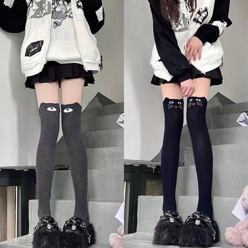 Best-seller on douyin#Women's Autumn and Winter Panda over the Knee Stockings Cartoon Cat Socks Calf Socks Slimming Women's Socks Stockings SweetMQ3L