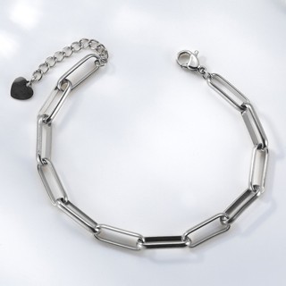 Lắc Tay Unisex Inox Trơn Xích Oval Dài Bản Mo Kajuri