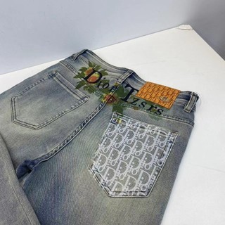 L1DG DIOR Spring and Summer Heavy Craft Wash European Goods Stretch Slim Narrow Bottom of a Trouser Leg Jeans