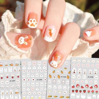 Miếng dán móng tay hoạt hình dễ thương gấu thỏ 3d tự dính móng tay nghệ thuật trang trí dán chú thỏ đáng yêu trái tim hoa dính thanh trượt trang trí đề can