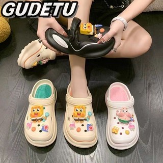 Bonnie Cathy  Giày hang động Nữ đế bệt mới Giày sandal nâng cao Một người nhỏ cảm thấy như đi dép bên ngoài Dép đi biển đế mềm chống trượt