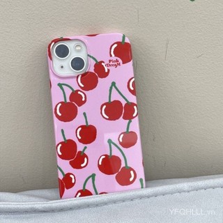 Ốp Điện Thoại Hồng Cherry iPhone15 14 13 11 12Promax 11Promax 12Pro 14plus X XS XR Y3XN