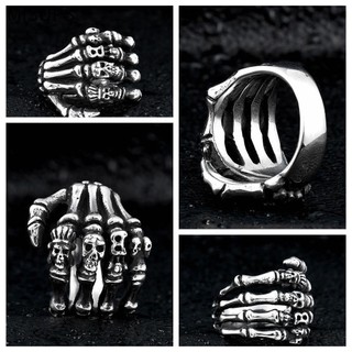 MISUPS Thép Không Gỉ Hình Xương Bàn Tay Phong Cách Gothic Cổ Điển