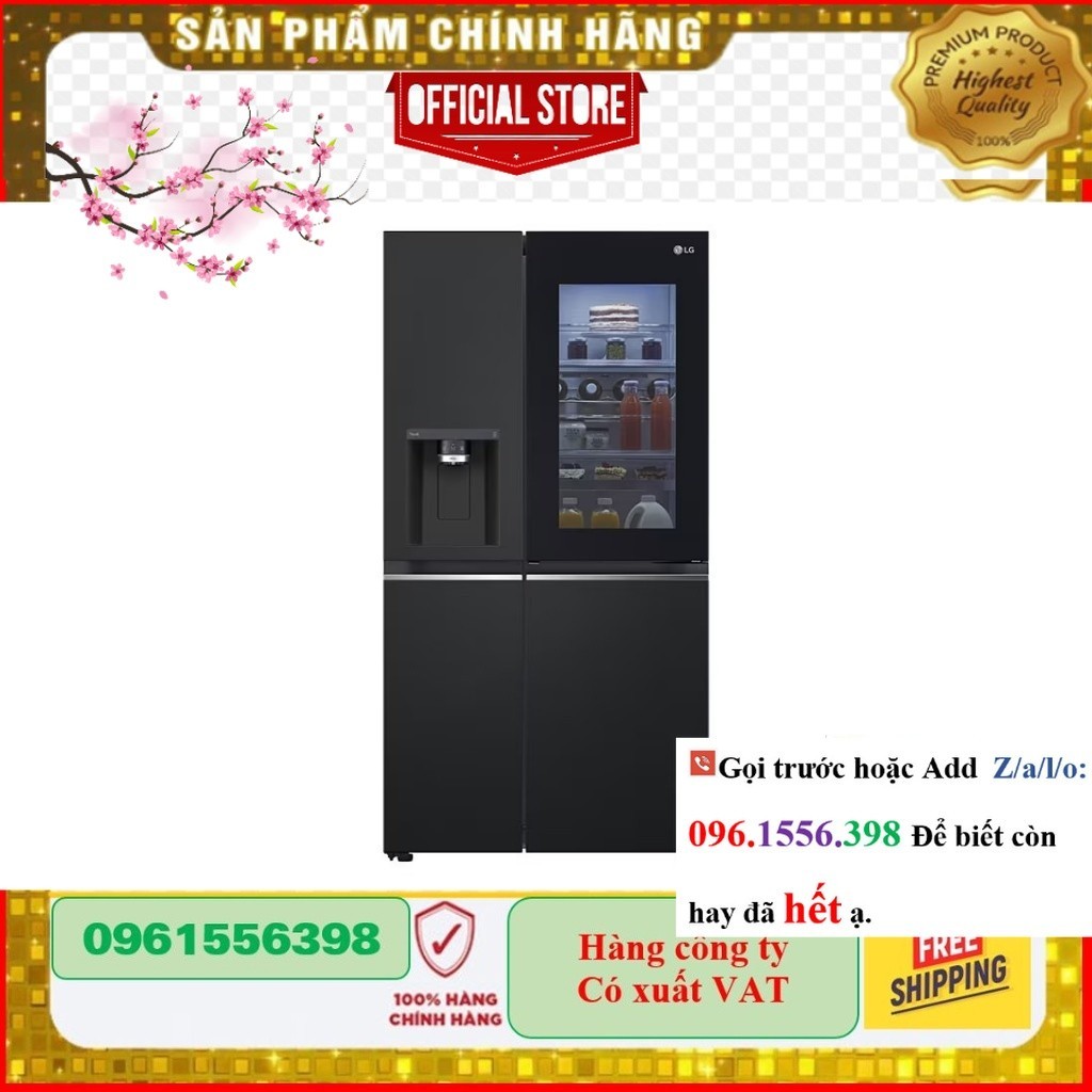 <Sale> Tủ lạnh LG Instaview lấy nước ngoài UVnano 635L màu đen GR-X257BL  .