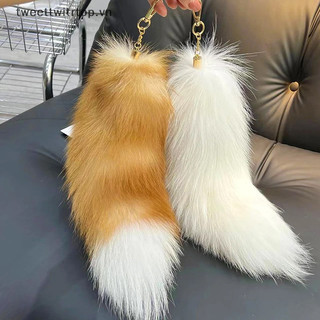 Trtop cáo lông đuôi lớn dài tự nhiên lông đuôi móc khóa mặt dây chuyền cosplay đuôi xe móc khóa dành cho nữ sang trọng-fox đuôi móc khóa túi-decor vn