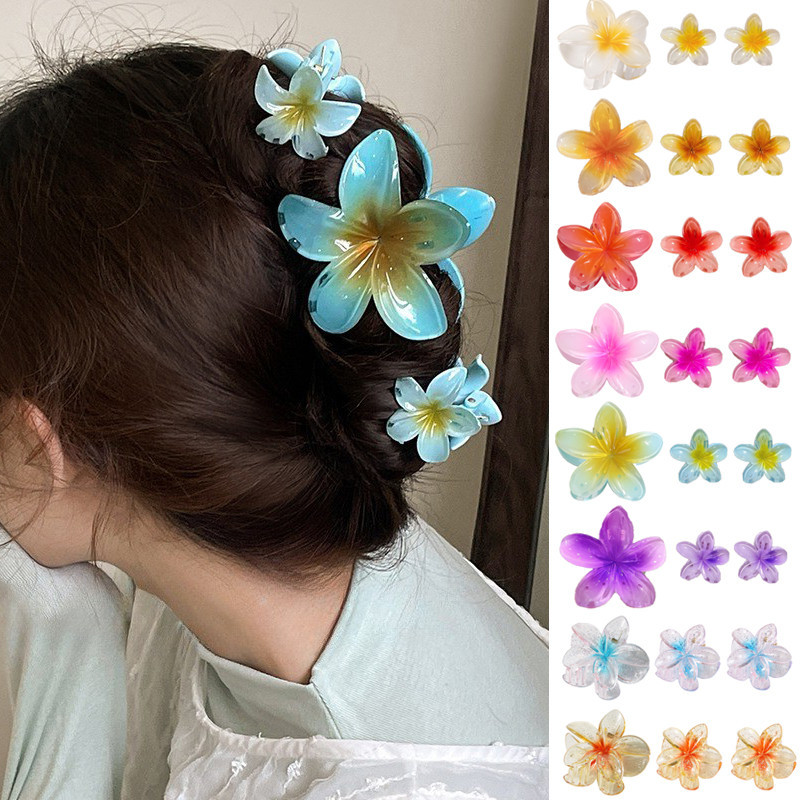 Jojo COCO 3 Bộ Kẹp Tóc Hoa Frangipani Đi Biển Cho Nữ Cô Gái