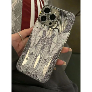 Sáng Tạo Retro Thiên Thần Bướm Đi Kèm Phim Ống Kính Thích Hợp Cho iPhone15promax Vỏ Điện Thoại Apple 14plus 13 12 11 Vỏ Cứng Chống Sốc