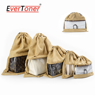 Evertoner Flannelette Túi Bụi Trong Suốt Thoáng Khí Chống Ẩm Hoàn Toàn Kèm Theo Dây Rút Sang Trọng Quần Lót Đồ Lót Túi Bảo Quản