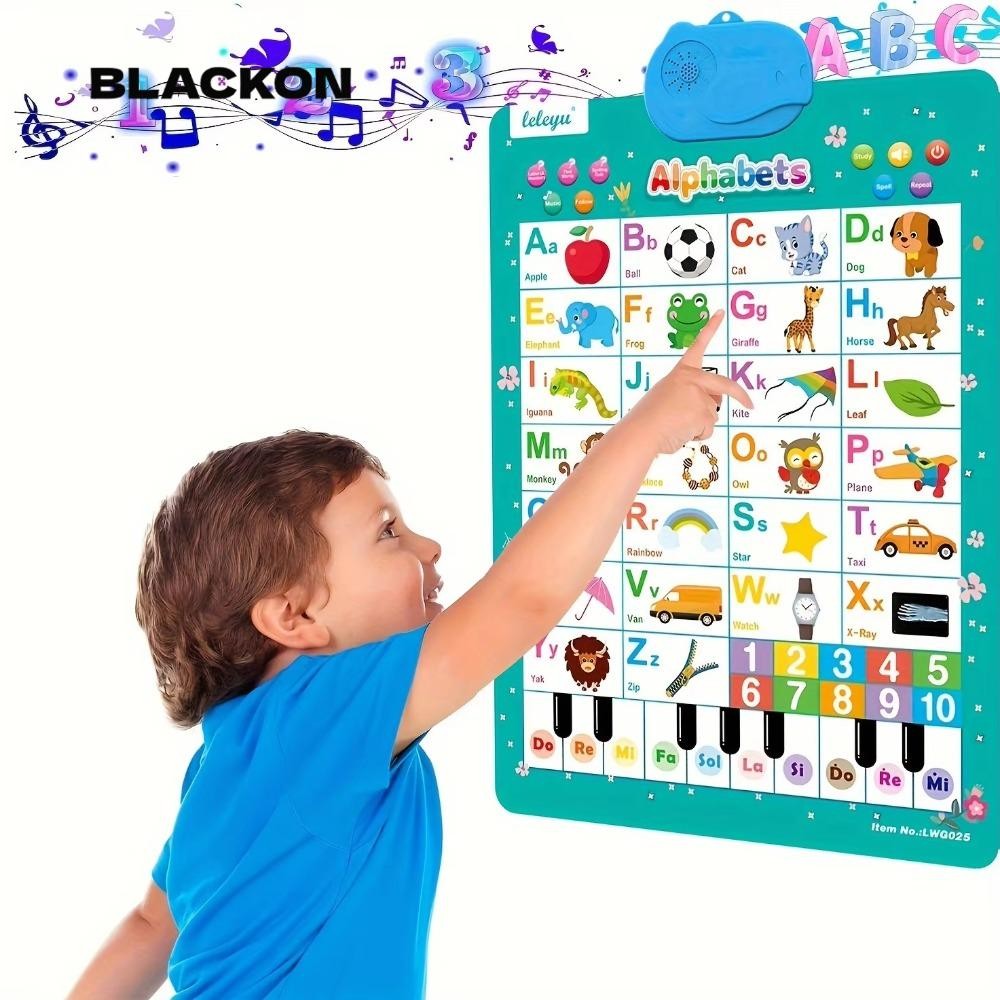 Bảng chữ cái BLACKON Bảng chữ cái, Đồ chơi giáo dục tương tác Biểu đồ tường học tập điện tử, Số ABC 