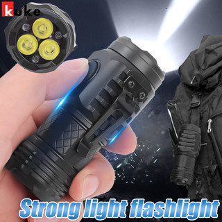 Đèn pin EDC 3 mắt Quái vật siêu sáng - Đèn pin chiếu sáng đi ban đêm - Đèn khẩn cấp cắm trại ngoài trời - Đèn chống nước cầm tay Mini - Đèn pin LED màu đen đa bánh răng