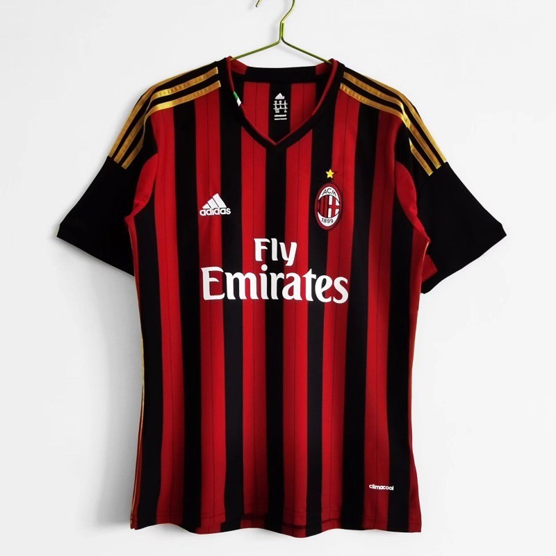 2013 / 14 AC Milan Home Vintage Top Jersey S-XXL Nam Tay Ngắn Nhanh Khô Áo AAA