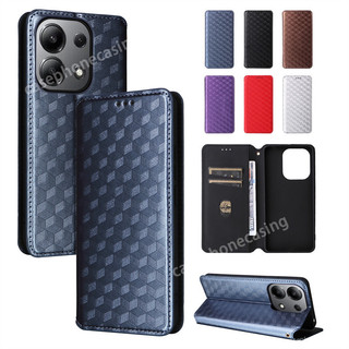  Vỏ Lật Da Cho Xiaomi Redmi Note 13 Pro 4G 5G Note13 Pro 13Pro + Plus 2024 Vỏ Điện Thoại Khe Cắm Thẻ Ví Đứng Mềm TPU Cạnh Chống Sốc Ốp Lưng Họa Tiết Lưới 