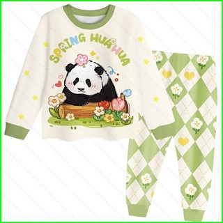 2 cái / bộ gấu trúc quần áo hoạt hình cho trẻ em quần dài tay cosplay vải pyjama áo thun